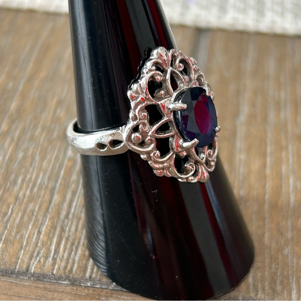 14k White Gold Platinum Sapphire Ring - Picture 6 of 14